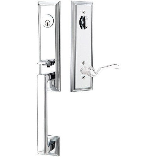 Emtek Wilshire Tubular Entrance Handleset With Coventry Lever in Polished Chrome finish