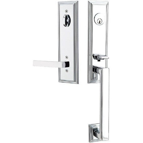 Emtek Wilshire Tubular Entrance Handleset With Dumont Lever in Polished Chrome finish