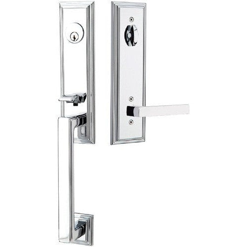 Emtek Wilshire Tubular Entrance Handleset With Dumont Lever in Polished Chrome finish