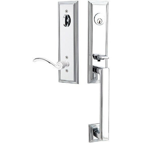 Emtek Wilshire Tubular Entrance Handleset With Elan Lever in Polished Chrome finish