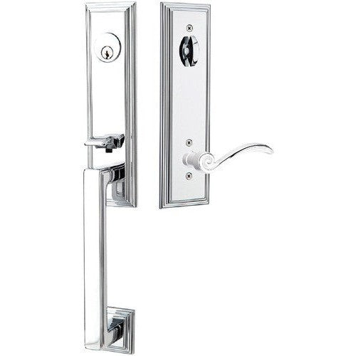 Emtek Wilshire Tubular Entrance Handleset With Elan Lever in Polished Chrome finish