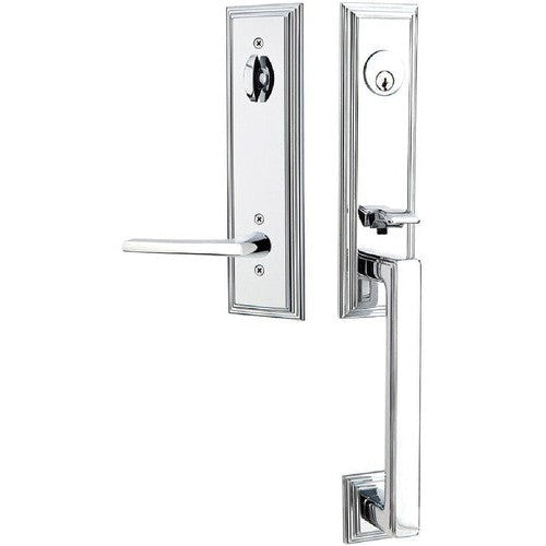 Emtek Wilshire Tubular Entrance Handleset With Helios Lever in Polished Chrome finish