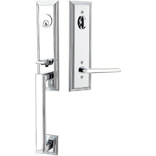 Emtek Wilshire Tubular Entrance Handleset With Helios Lever in Polished Chrome finish