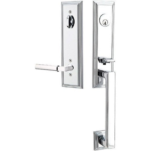 Emtek Wilshire Tubular Entrance Handleset With Hercules Lever in Polished Chrome finish