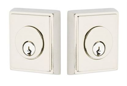 Emtek Double Cylinder Rectangular Keyed Deadbolt in Polished Nickel finish