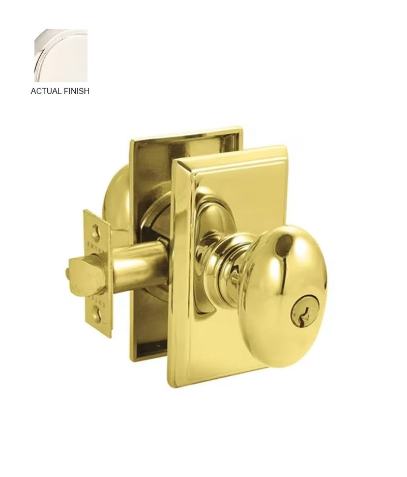 Emtek Egg Knob with Rectangular Rosette in Polished Nickel finish