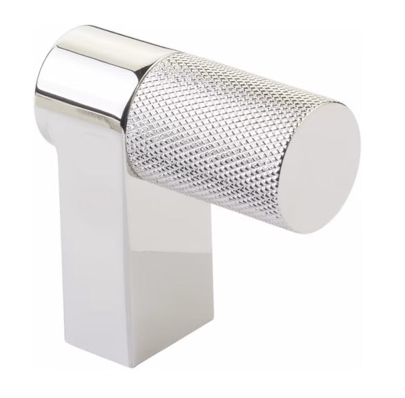 The Emtek Select Rectangular Knurled Cabinet Finger Pull 2" in Polished Nickel finish