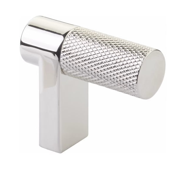 The Emtek Select Rectangular Knurled Cabinet Finger Pull 1 1/2" in Polished Nickel finish