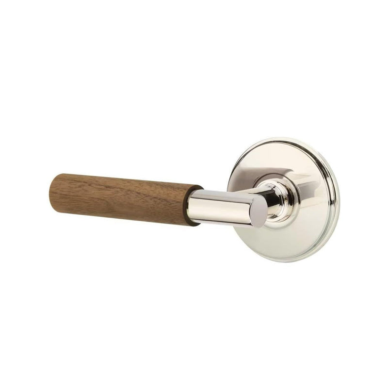 Emtek Select T-Bar Dark Walnut Lever with Watford Rosette in Polished Nickel finish