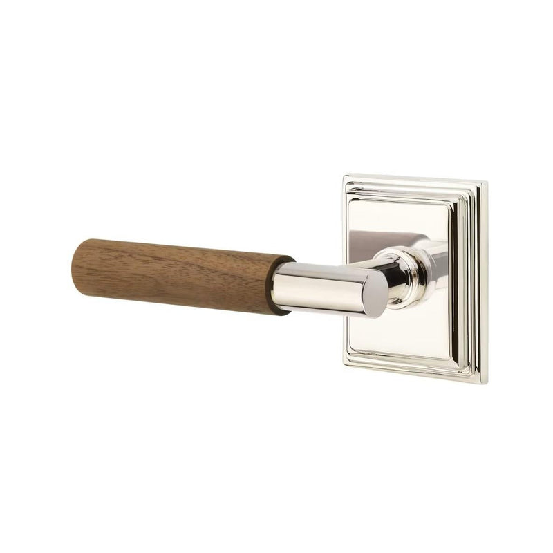 Emtek Select T-Bar Dark Walnut Lever with Wilshire Rosette in Polished Nickel finish