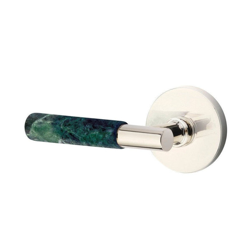 Emtek Select T-Bar Green Marble Lever with Disk Rosette in Polished Nickel finish