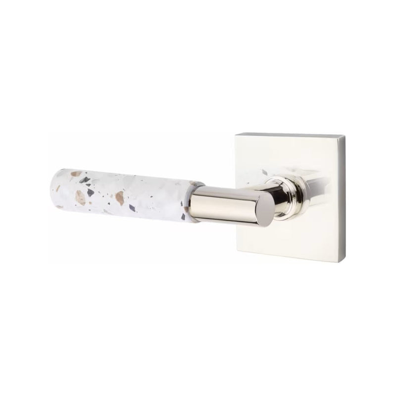 Emtek Select T-Bar Terrazzo Lever with Square Rosette in Polished Nickel finish