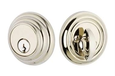 Emtek Single Cylinder Low Profile Keyed Deadbolt in Polished Nickel finish