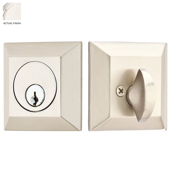 Emtek Single Cylinder Quincy Keyed Deadbolt in Polished Nickel finish