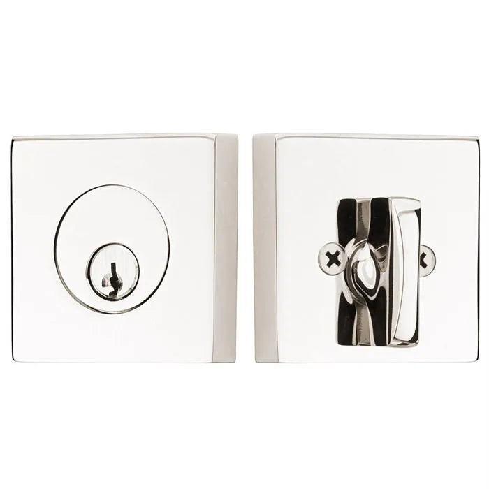 Emtek Single Cylinder Square Keyed Deadbolt in Polished Nickel finish