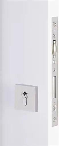Emtek Square European Mortise Deadbolt with Integrated Roller Latch in Polished Stainless Steel finish