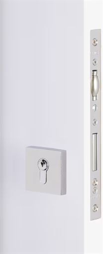 Emtek Square European Mortise Deadbolt with Integrated Roller Latch in Polished Stainless Steel finish