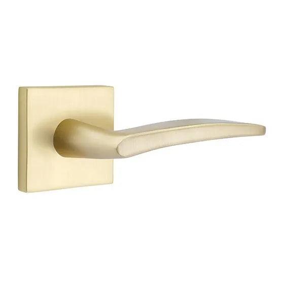 Emtek Poseidon Lever With Square Rosette in Satin Brass finish
