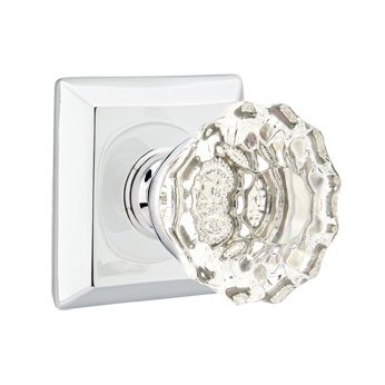 Emtek Astoria Clear Knob with Quincy Rosette in Polished Chrome finish