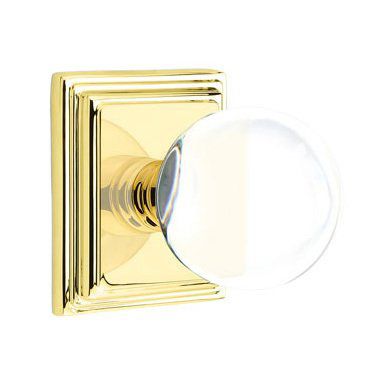 Emtek Bristol Knob with Wilshire Rosette in Unlacquered Brass finish