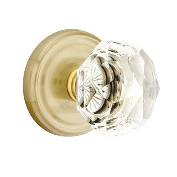 Emtek Diamond Crystal Knob with Regular Rosette in Satin Brass finish