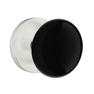 Emtek Ebony Knob with Disk Rosette in Polished Chrome finish