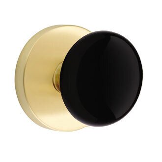 Emtek Ebony Knob with Disk Rosette in Satin Brass finish