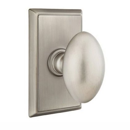 Emtek Egg Knob with Rectangular Rosette in Pewter finish