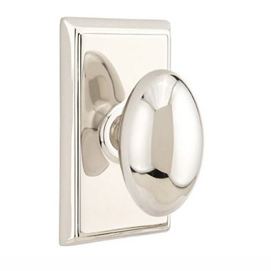 Emtek Egg Knob with Rectangular Rosette in Polished Nickel finish