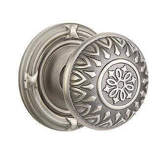 Emtek Lancaster Knob with Ribbon & Reed Rosette in Pewter finish