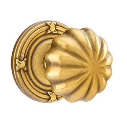 Emtek Melon Knob with Ribbon & Reed Rosette in French Antique finish