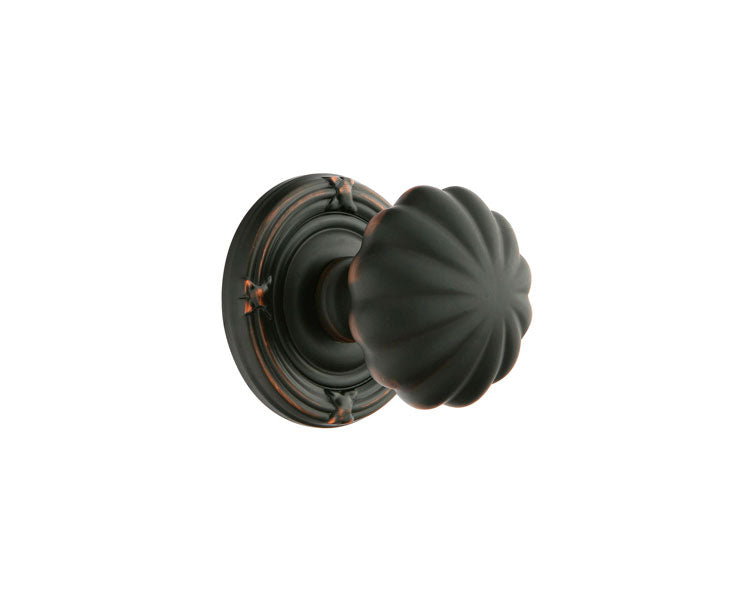 Emtek Melon Knob with Ribbon & Reed Rosette in Oil Rubbed Bronze finish