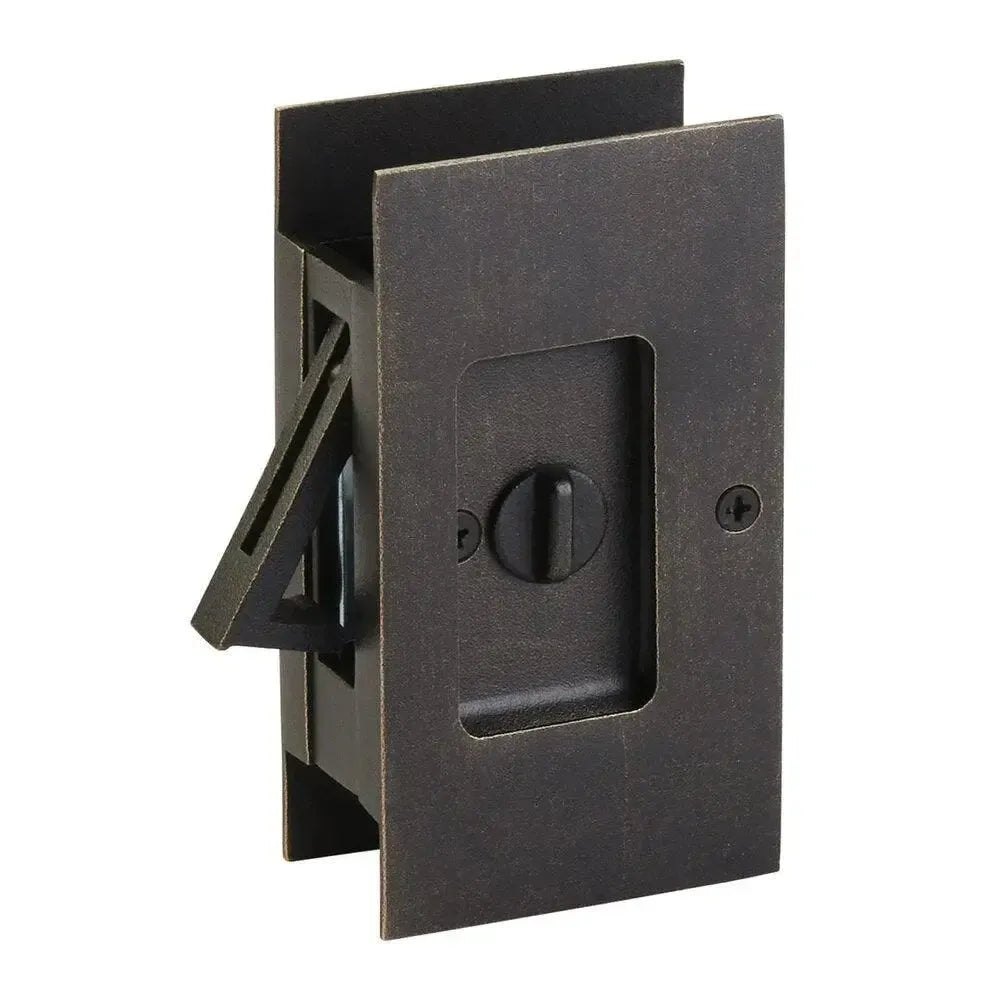 Emtek Privacy Modern Rectangular Pocket Door Lock Medium Bronze Patina
