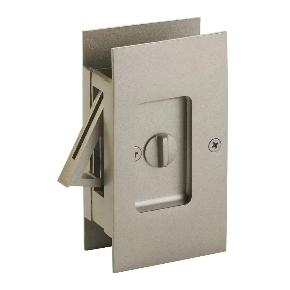 Emtek Privacy Modern Rectangular Pocket Door Lock Tumbled White Bronze