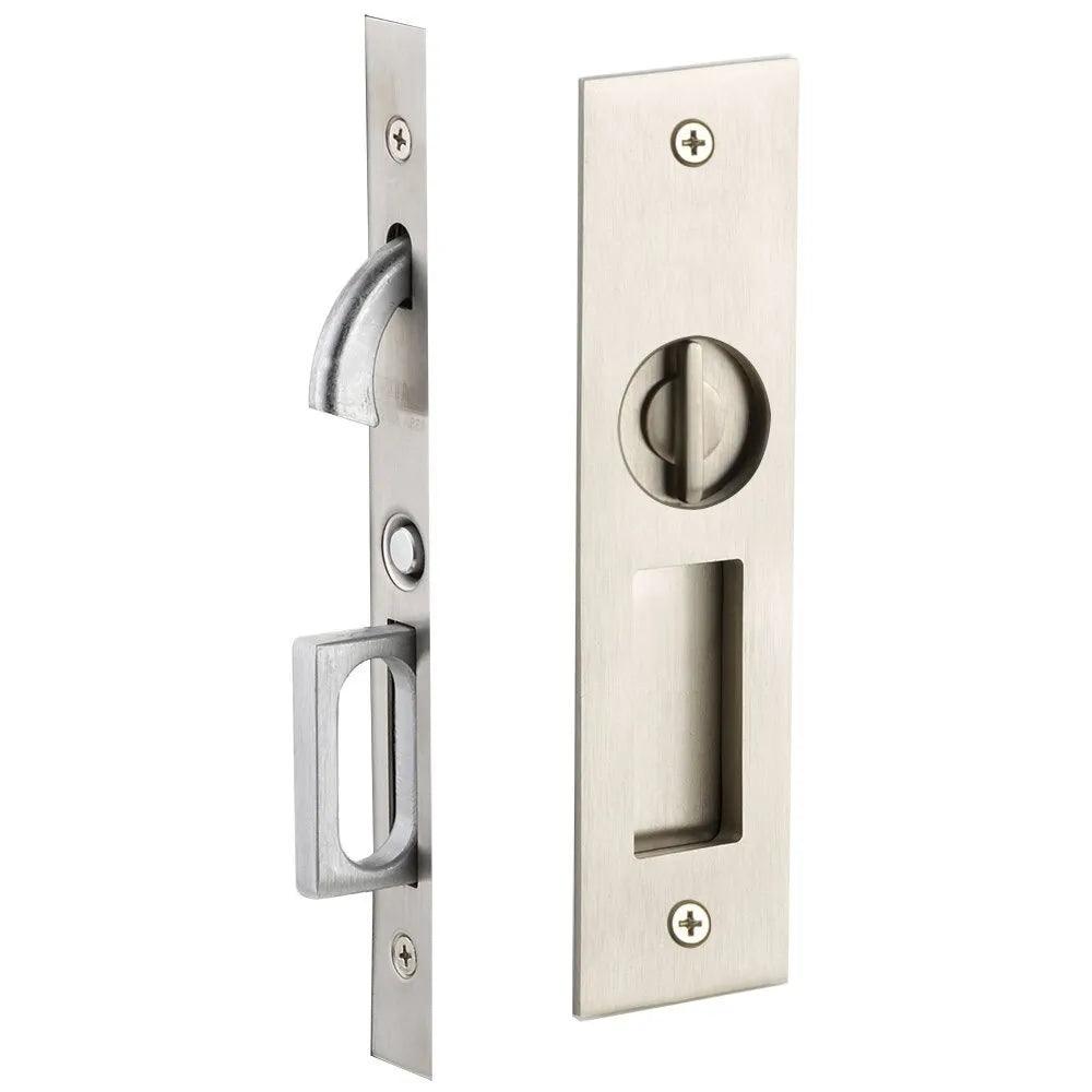 Emtek Privacy Narrow Modern Rectangular Pocket Door Mortise Lock Satin Nickel