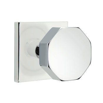 Emtek Octagon Knob with Square Rosette in Polished Chrome finish