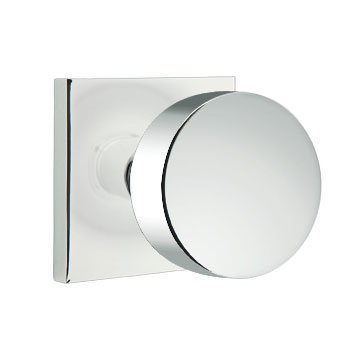 The Emtek Privacy Round Knob With Square Rosette in Polished Chrome finish