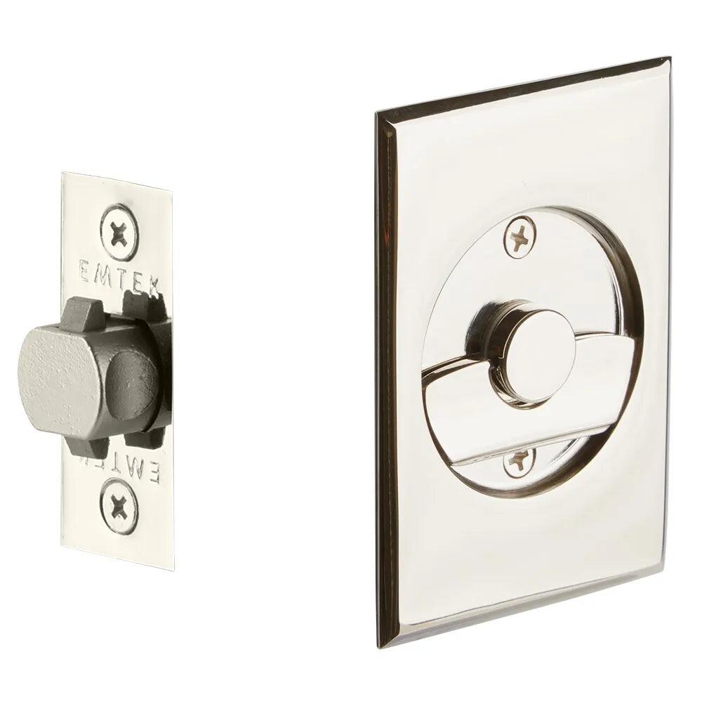 Emtek Privacy Rectangular Pocket Door Tubular Lock Lifetime Polished Nickel