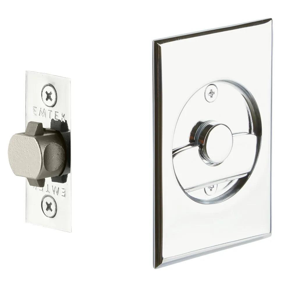 Emtek Privacy Rectangular Pocket Door Tubular Lock Polished Chrome