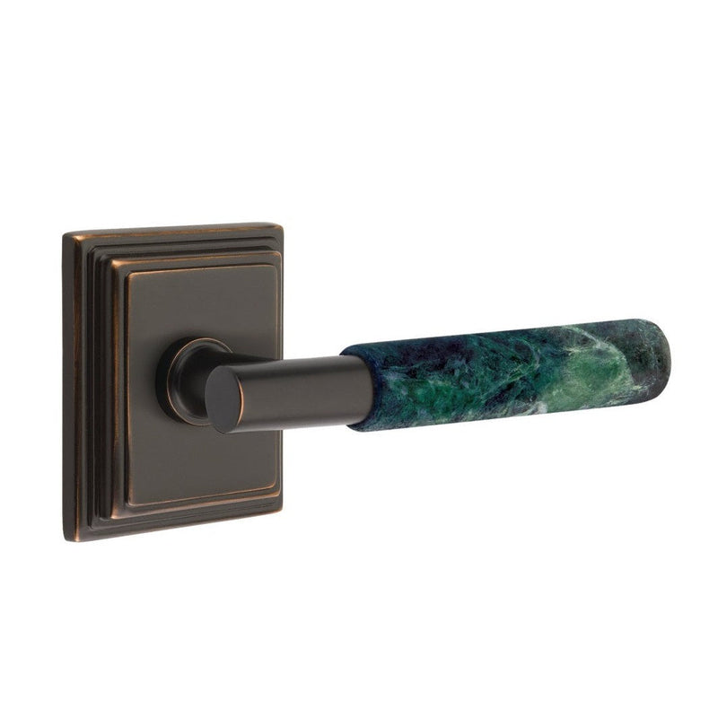 Emtek Select T-Bar Green Marble Lever with Wilshire Rosette in Oil Rubbed Bronze finish