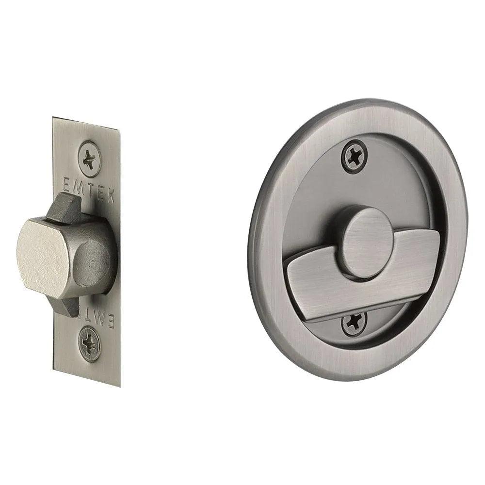 Emtek Privacy Round Pocket Door Tubular Lock Pewter