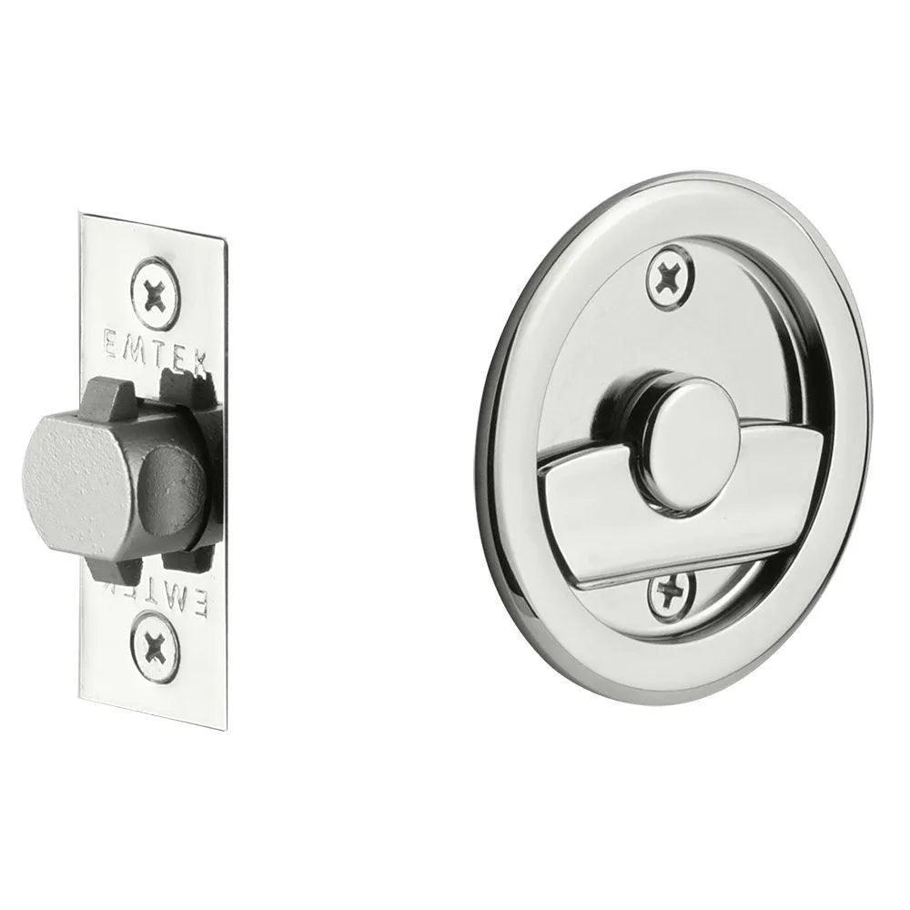 Emtek Privacy Round Pocket Door Tubular Lock Polished Chrome