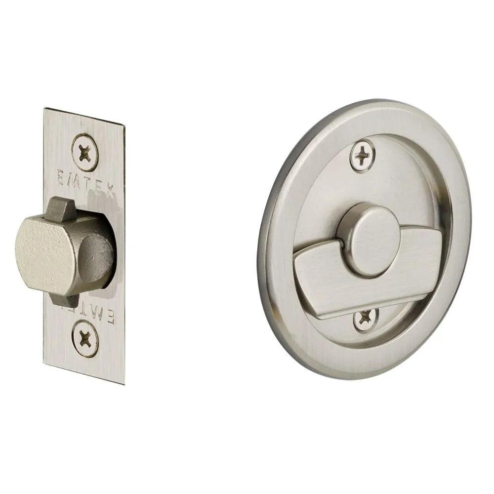 Emtek Privacy Round Pocket Door Tubular Lock Satin Nickel
