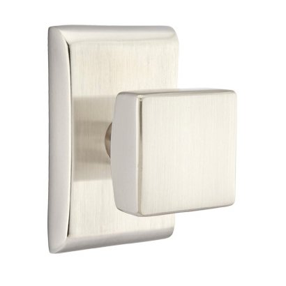 Emtek Square Knob with Neos Rosette in Satin Nickel finish