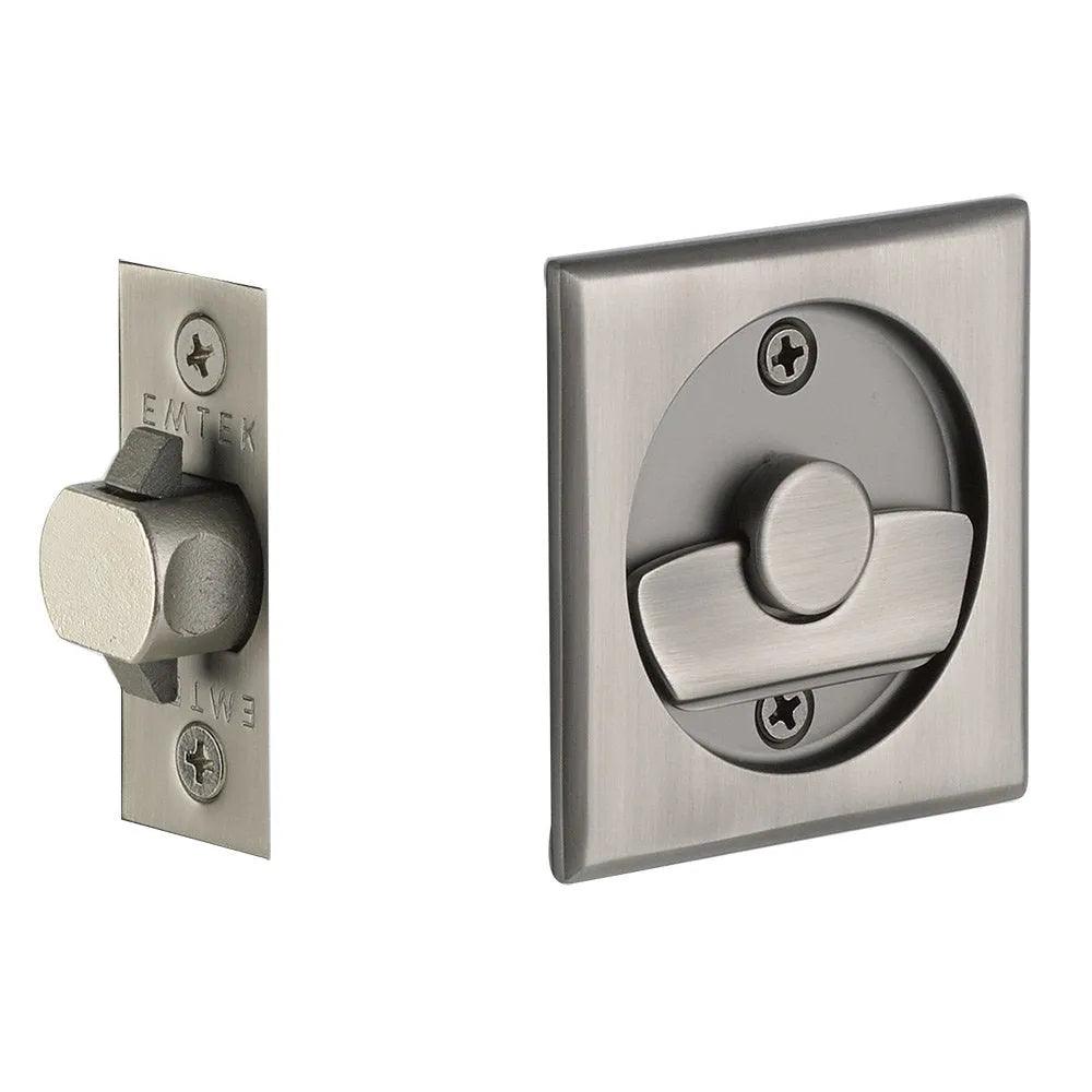 Emtek Privacy Square Pocket Door Tubular Lock Pewter