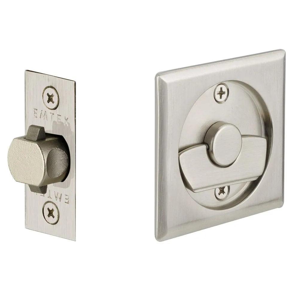Emtek Privacy Square Pocket Door Tubular Lock Satin Nickel