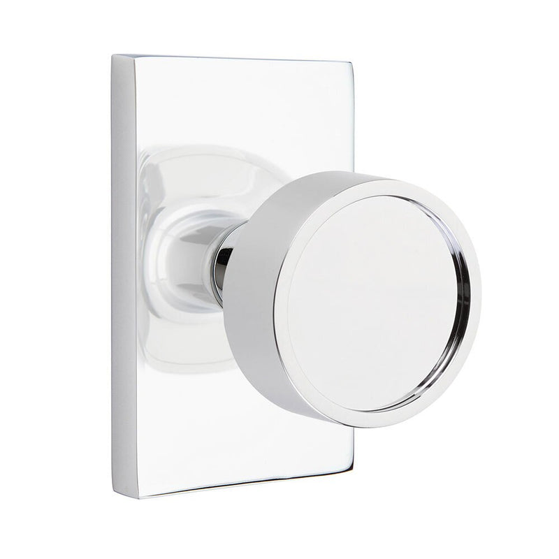 Emtek Verve Knob with Modern Rectangular Rosette in Polished Chrome finish