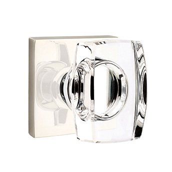 Emtek Windsor Crystal Knob with Square Rosette in Lifetime Polished Nickel finish