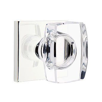 Emtek Windsor Crystal Knob with Square Rosette in Polished Chrome finish