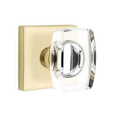 Emtek Windsor Crystal Knob with Square Rosette in Satin Brass finish